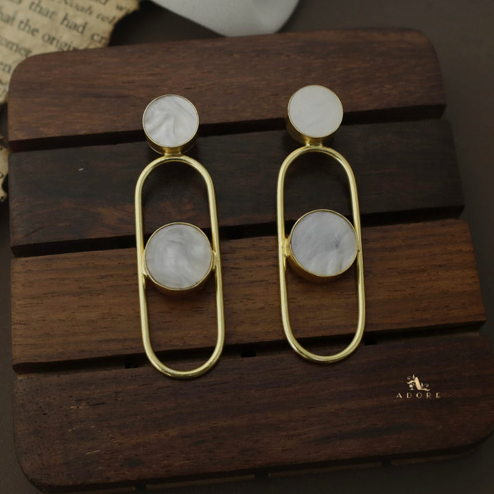 Golden MOP Cylinder Shape Earring