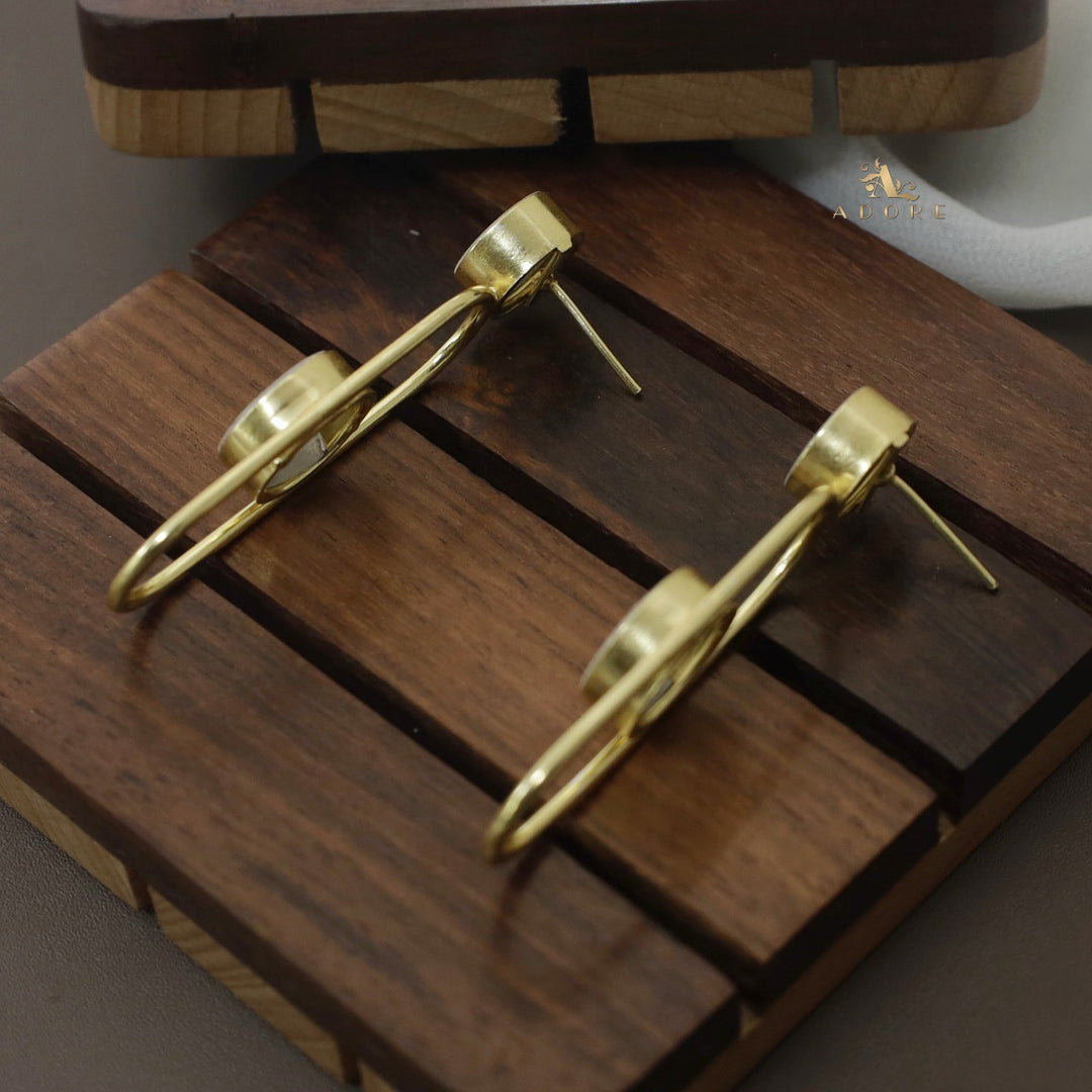 Golden MOP Cylinder Shape Earring