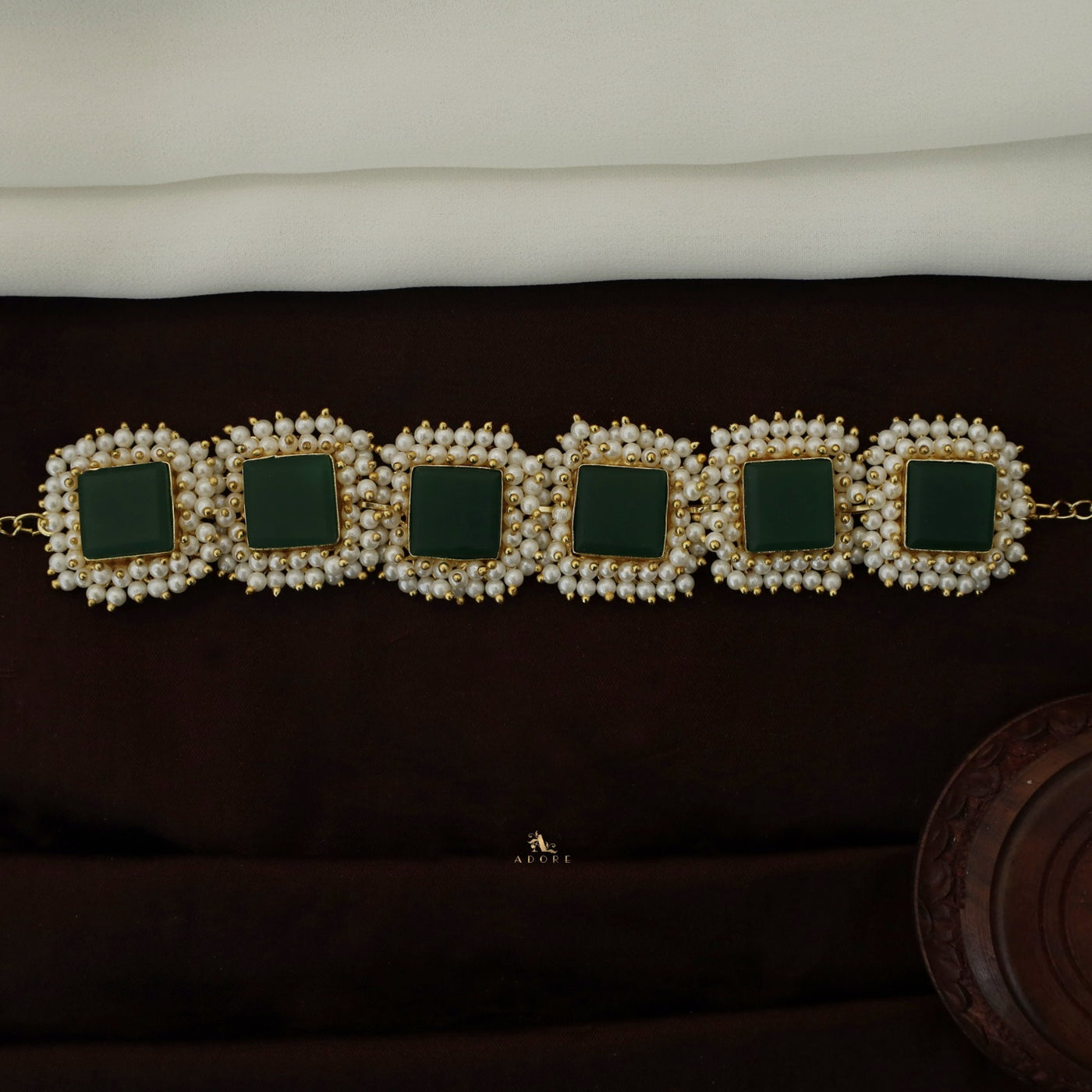 Full Pearl Square Choker With Earring