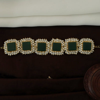 Full Pearl Square Choker With Earring