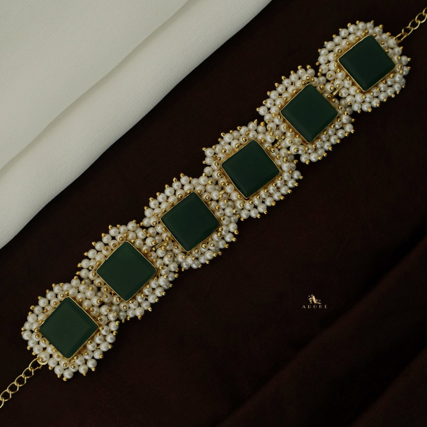 Full Pearl Square Choker With Earring