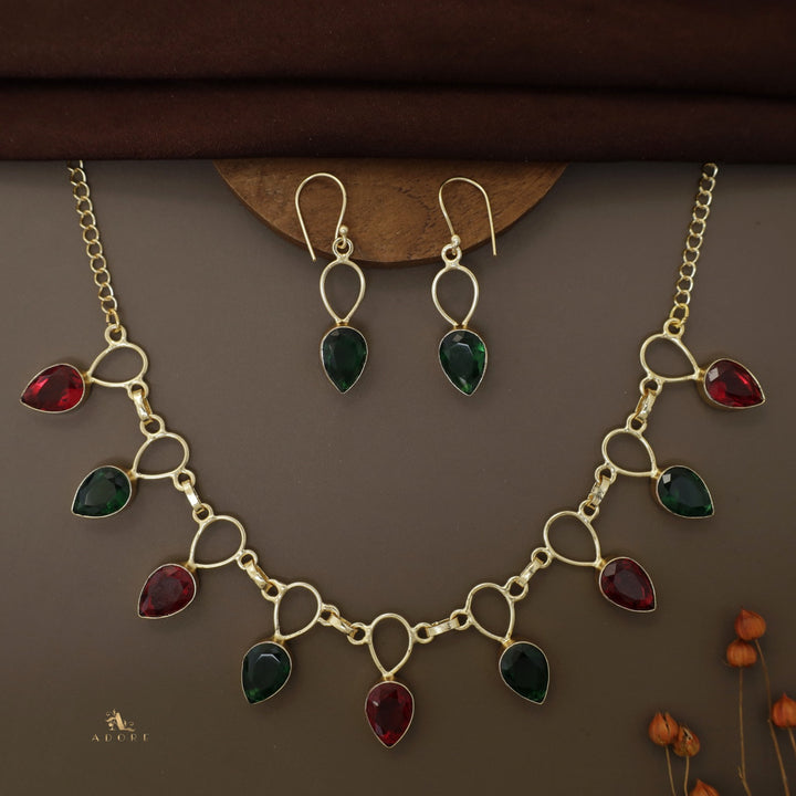 Adorn Drop Glossy Neckpiece With Drop Earrings