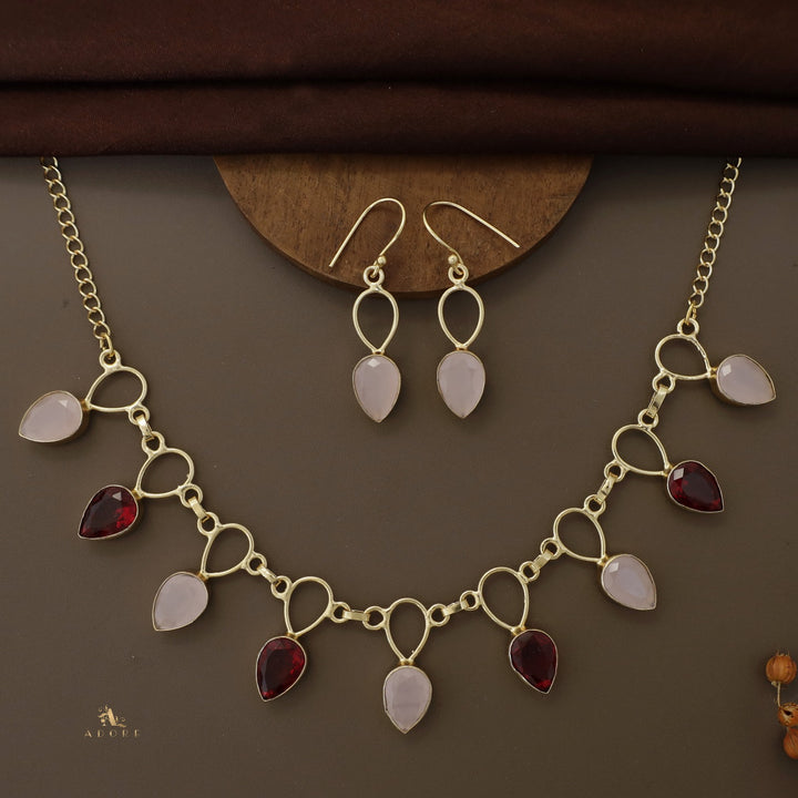Adorn Drop Glossy Neckpiece With Drop Earrings