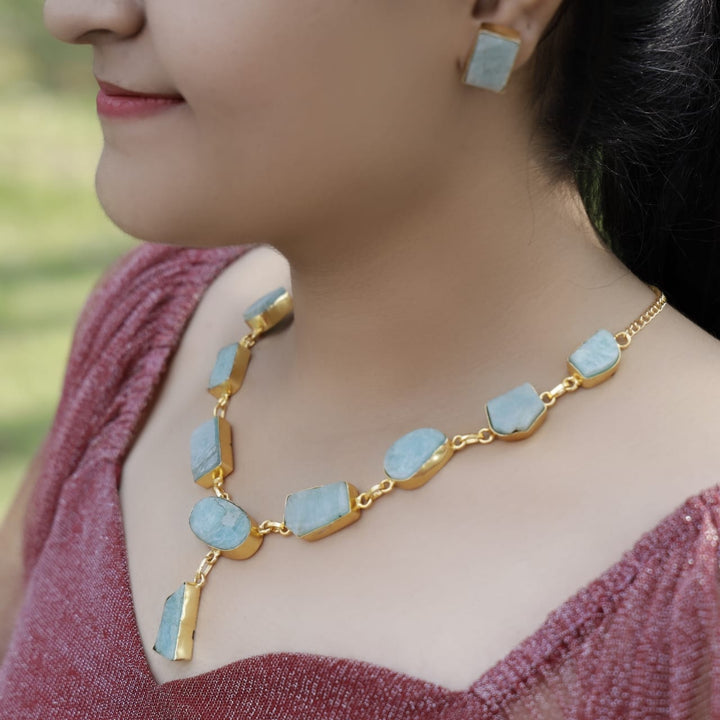 Larva Raw Stone Neckpiece With Stud ( Large Size )