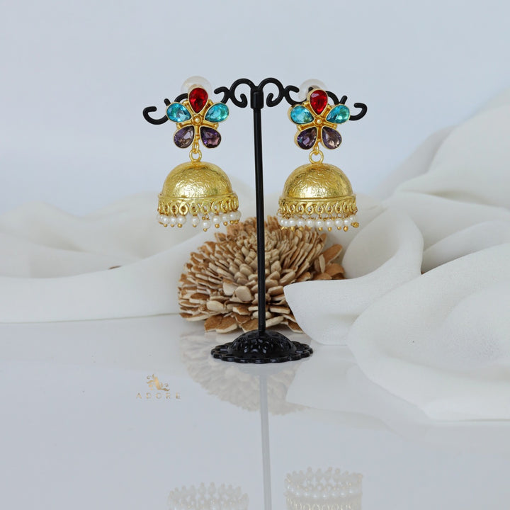 Tejaswini Multicolour Glossy Flower Jhumka