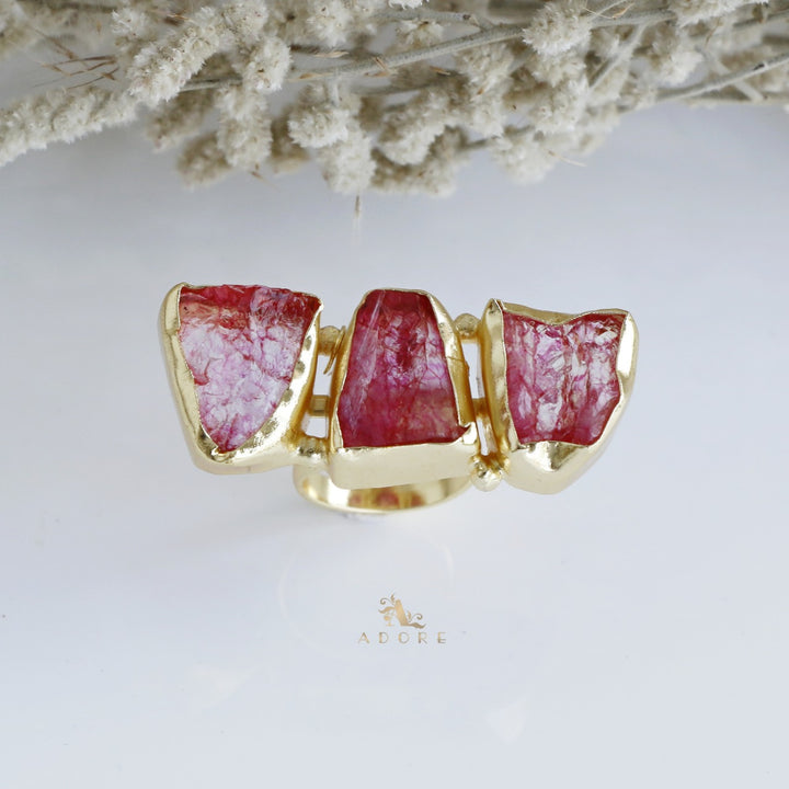 Three Raw Stone Ring