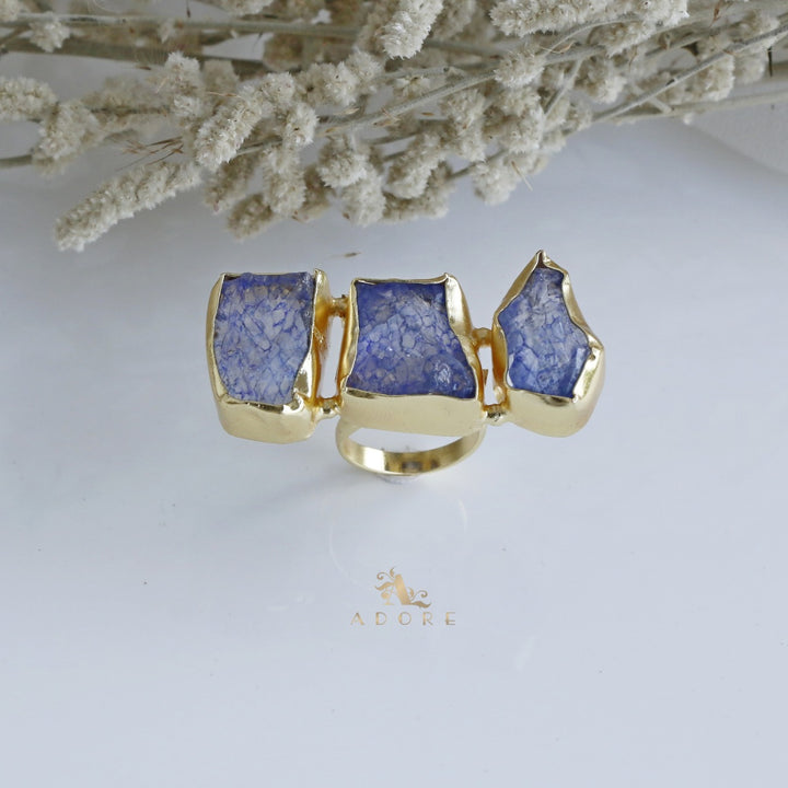 Three Raw Stone Ring