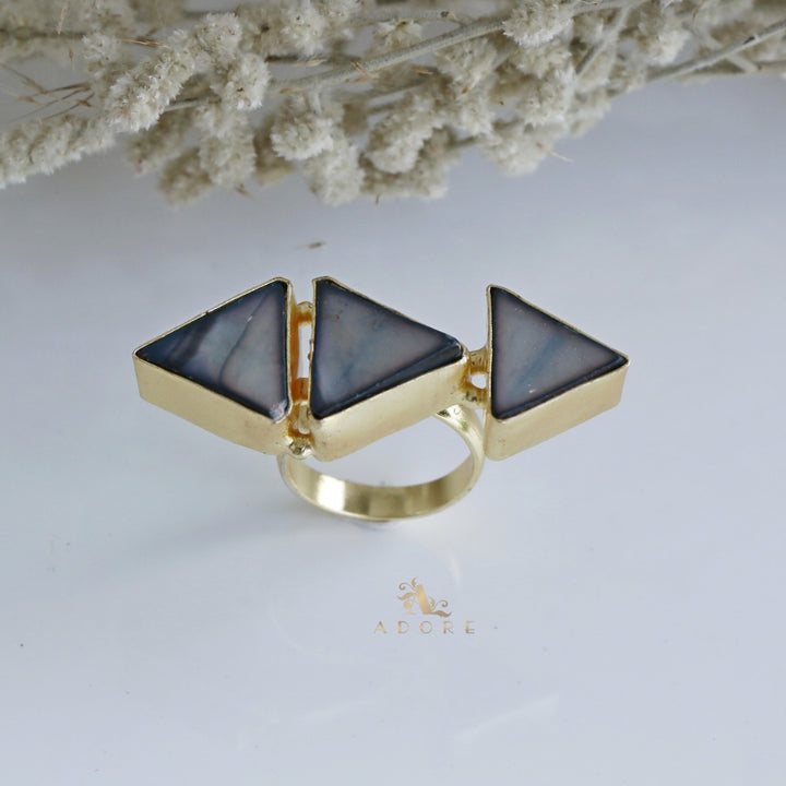 Three Raw Stone Ring