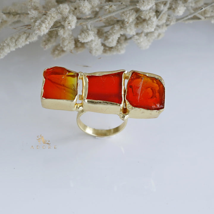 Three Raw Stone Ring