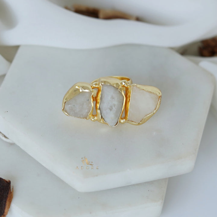 Three Raw Stone Ring