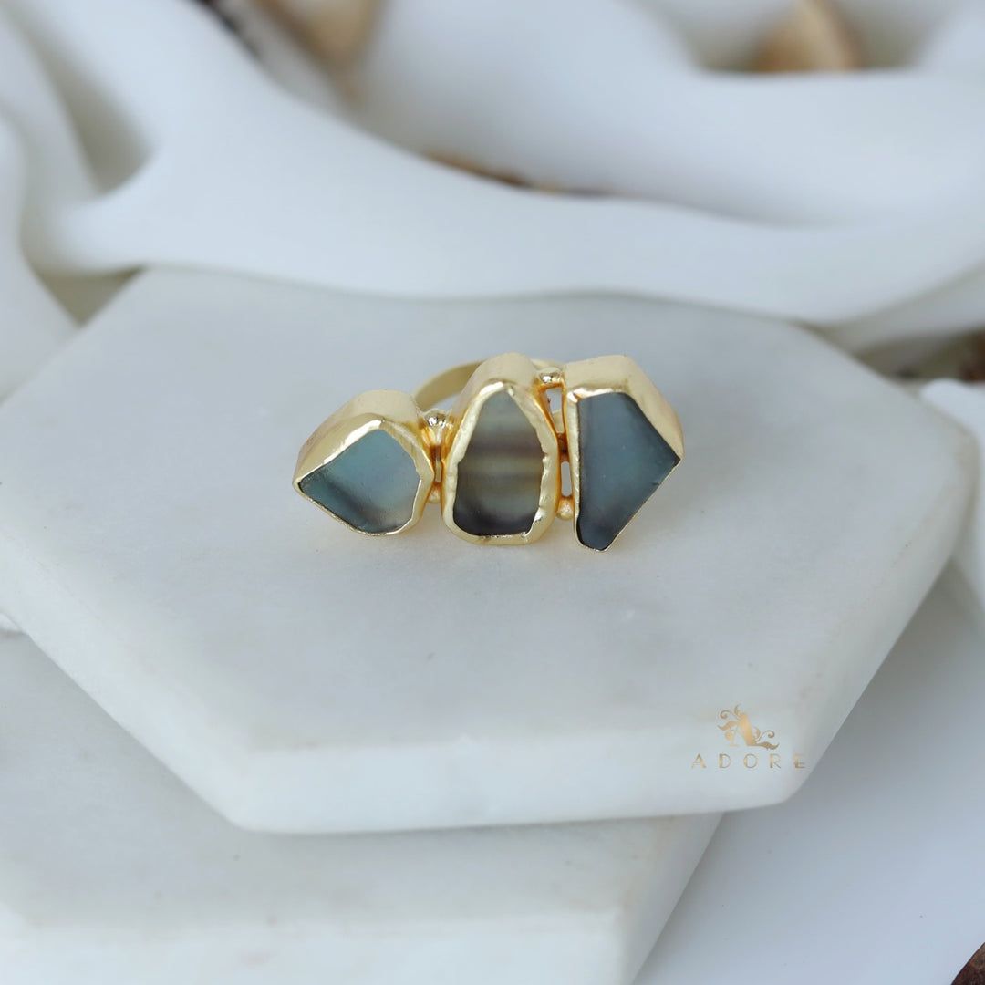 Three Raw Stone Ring