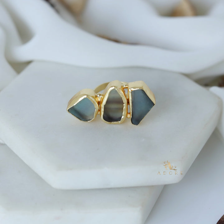 Three Raw Stone Ring