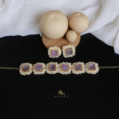 Full Pearl Square Choker With Earring