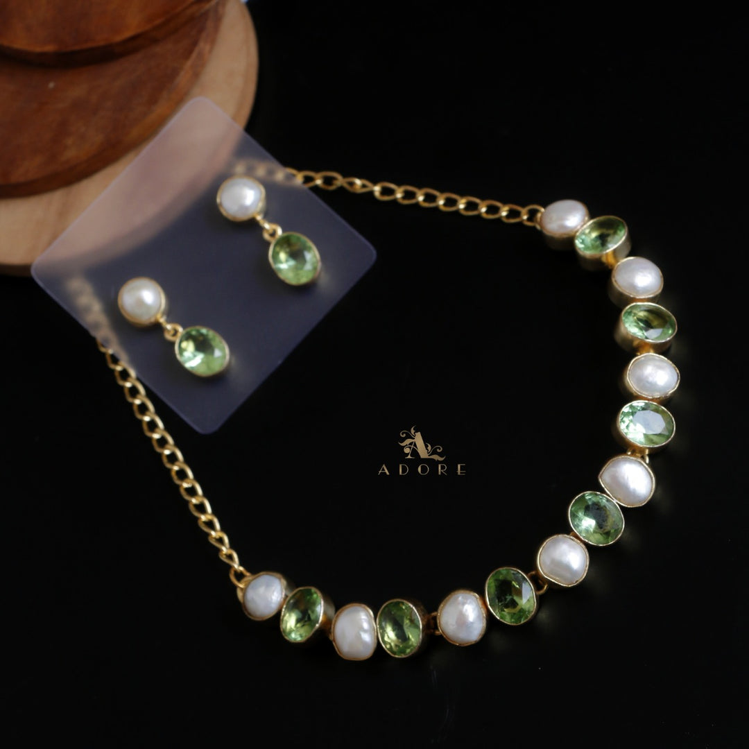 Elegant Baroque Pearl Choker With Earrings