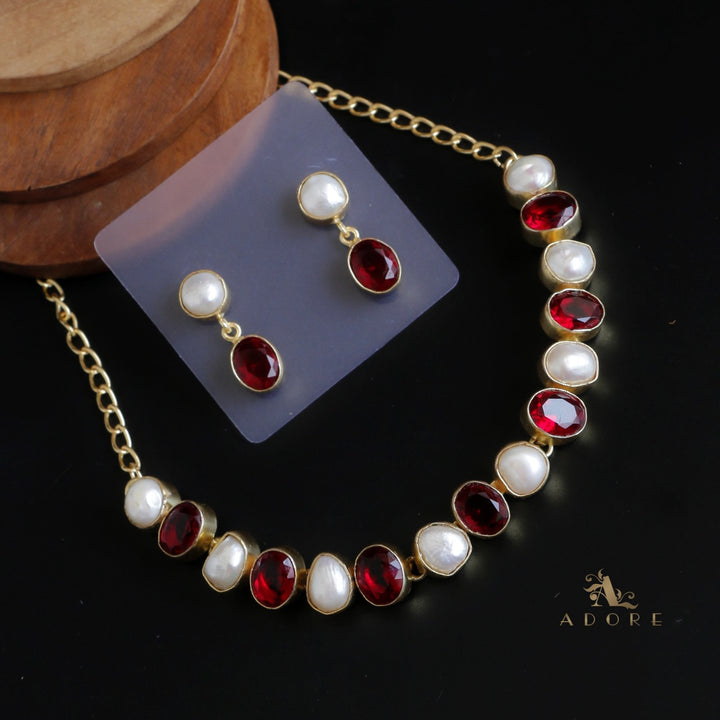 Elegant Baroque Pearl Choker With Earrings