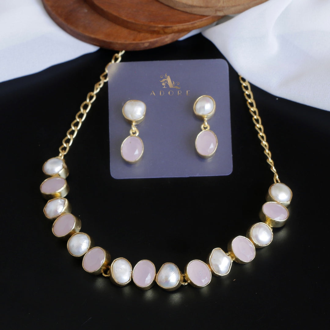 Elegant Baroque Pearl Choker With Earrings