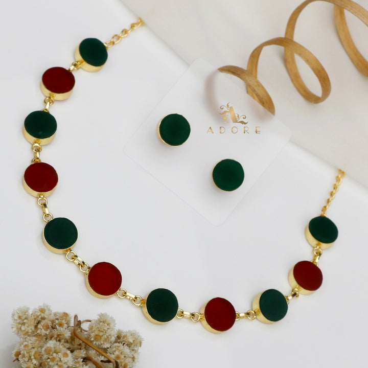 Dual Tone Neckpiece (Green + Maroon)