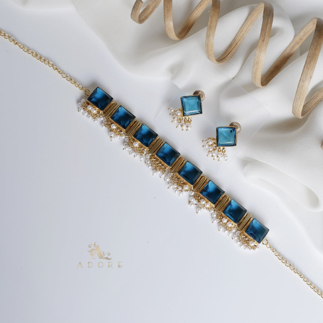 Urwasi Golden Pearl Drop Choker With Earring