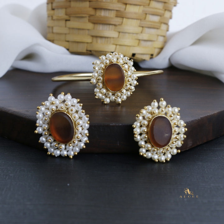 Raw Stone Halina Pearl Bracelet With Earring