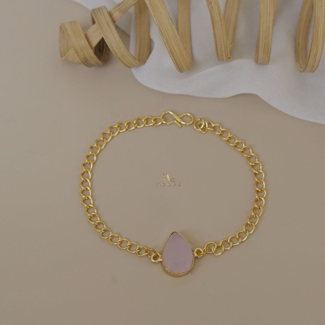 Glossy Pear Stone Chain Bracelets