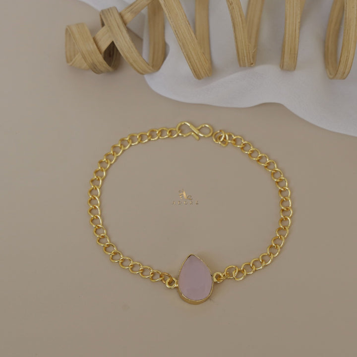 Glossy Pear Stone Chain Bracelets