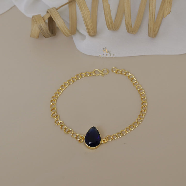 Glossy Pear Stone Chain Bracelets