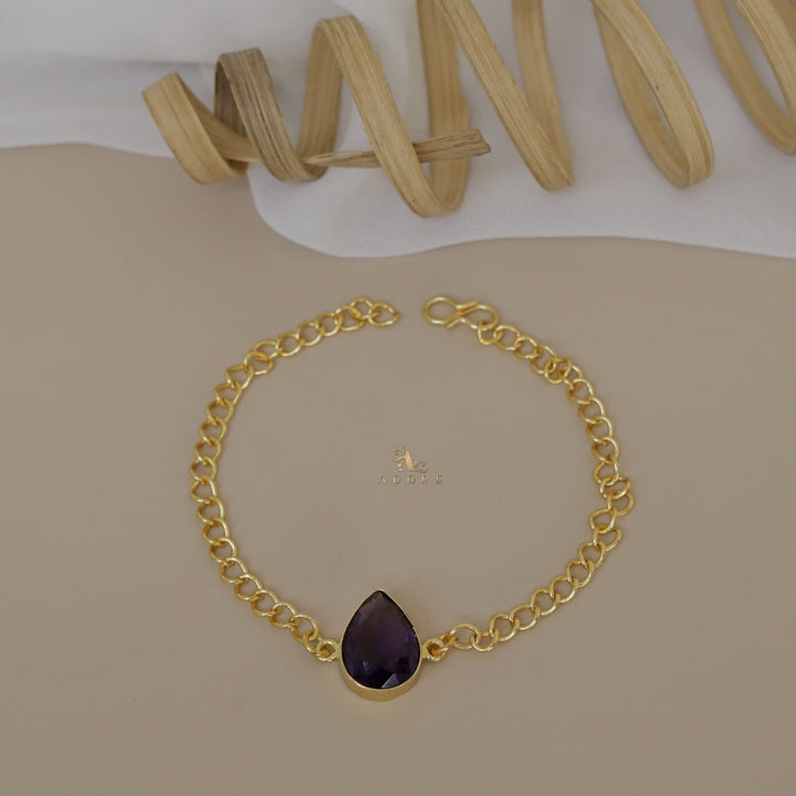 Glossy Pear Stone Chain Bracelets