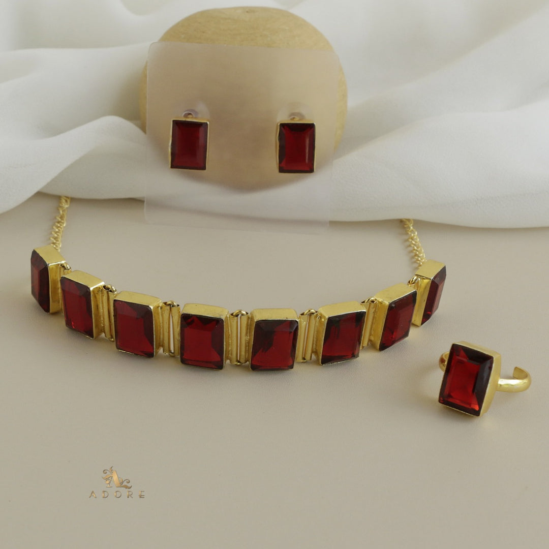 Opaline Square Choker Combo Set