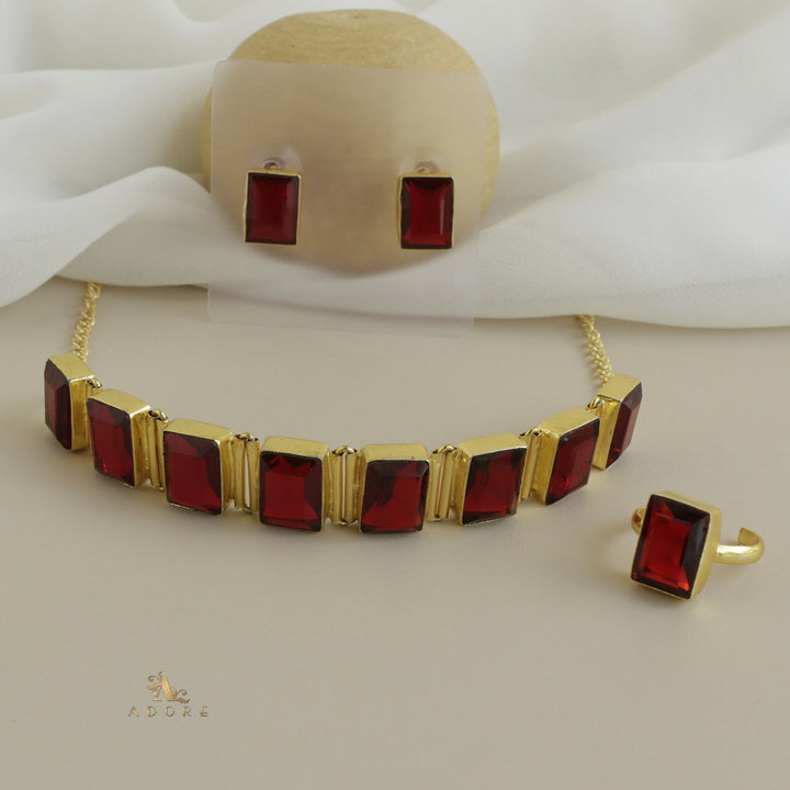 Opaline Square Choker Combo Set