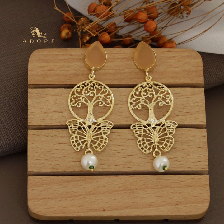 Riva Golden Tree With Butterfly Earring