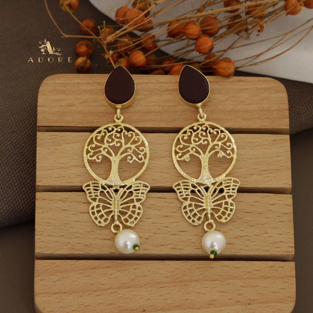 Riva Golden Tree With Butterfly Earring
