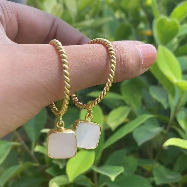 Golden Twisted MOP Earring